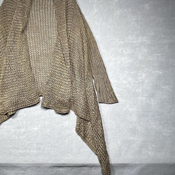 Ralph Lauren Sweater X-Large Brown Linen Open Front Shawl Cardigan Long Line - Picture 4 of 13
